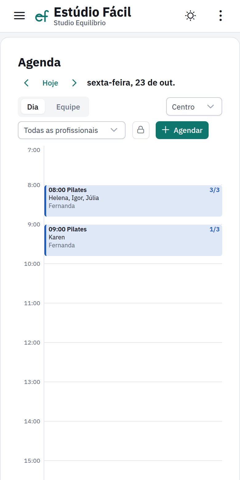 Agenda do dia aberta no celular.